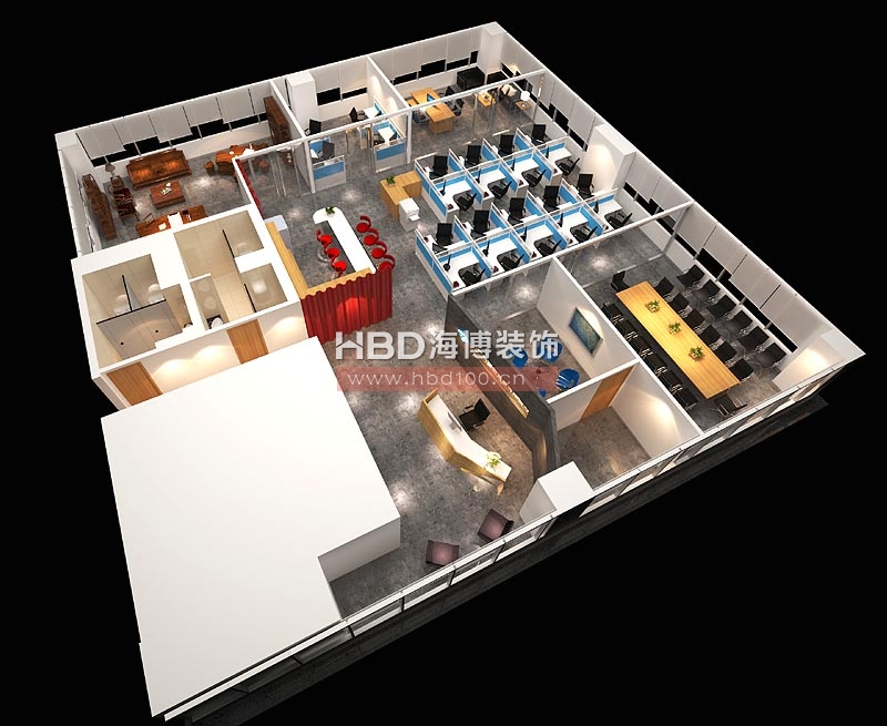 能鋼貿(mào)易公司寫字樓裝修設計 鳥瞰圖